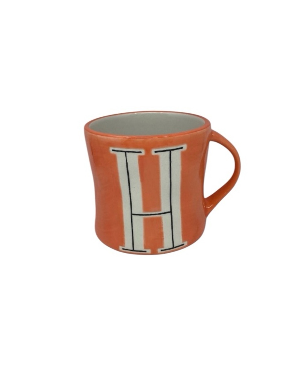 Anthropologie Hand Painted Monogram Initial Letter H Ceramic Coffee Mug